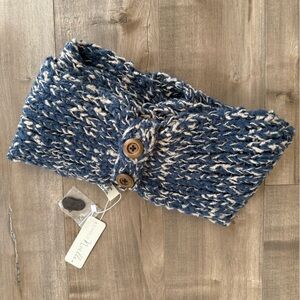 NEW Simply Noelle Scarf Convertible Infinity Straight Wrap Chunky Knit Blue Tan